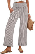 ANRABESS Womens Striped Gingham Wide Leg Cropped Palazzo Pants with Pockets by ANRABESS