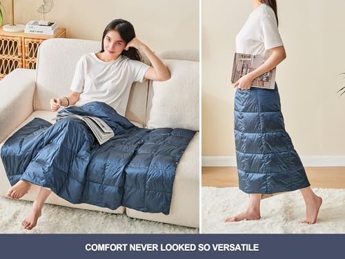 Ultra-Lightweight Wearable Down Blanket Poncho – No Sleeves, Hands-Free Pockets – Office AC & Travel Essential for Women - Image 6