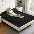 MATBEBY Full Size Mattress Pad - Cooling Breathable Mattress Topper, Quilted Fitted Mattress Protector, Pillow Top Mattress Cover with 8-21" Deep Pocket, Soft, Machine Washable, Black, 54x75 Inches - Image 7