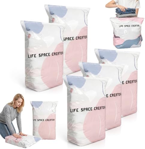 No-Pump Vacuum Storage Bags, 2026 New 3D Vacuum Storage Bags, Portable Large Clothes Compression Bags for Household Use, Convenient Cube Storage Bag for Clothes, Comforters, Blankets (5, 31.5*39.4in) by Scappof