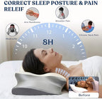 Ergonomic Cervical Neck Pillow for Neck Pain Relief, Side Sleeper Pillow, Orthopedic Pillow, Sleep Apnea Pillow, Cooling Cervical Neck Pillow, Butterfly Contour Pillow with Silk Cover & Travel Bag - Image 2