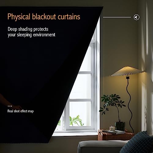 AJAZZ 100% Black Out Curtains Adhesive Blackout Temporary Curtain No Drilling Window Shade Blackout Curtains for Bedroom, Living Room, Kitchen, Home Office (Navy Blue, 47" W X 84" L 1 Panel) - Image 4