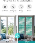 Window Privacy Film Frosted, Green Ombre Reusable Static Cling Window Tints, Modern Minimalist Abstract Gradient Art Heat Control Windows Films for Offices, Balcony, 29.5 x 118 Inches - Image 6