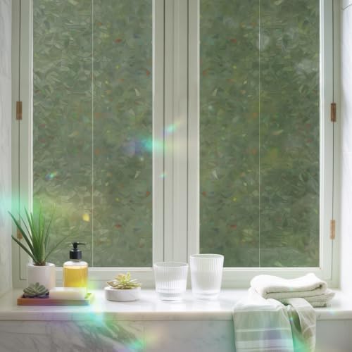 Green Solid Color Window Privacy Film Rainbow Static Cling Stain Glass Window Film for Glass Door, Decorative Heat Blocking Sunroof Decal Sticker for Car 23.6"x78.7" Aesthetics Contemporary Luxury - Image 6