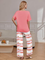Ekouaer Pajama Sets Womens 2 Piece Short Sleeve Long Pants Pjs Lounge Set - Image 2