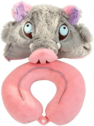 Tokisaki Inosuke Cosplay Hooded Travel Neck Pillow U Shaped Memory Foam Pillows with Hood Headrest Supplies for Airplane Office Train Car(One Size,AZHU-11-Pink-A) by Tokisaki