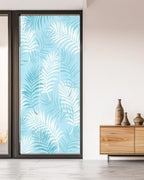 Window Privacy Film Frosted, Blue Botanical Non-Adhesive Static Cling Window Tint, Summer Palm Leaves Foliage Tropical Insulated Windows Frosted Films for Living Room, 35.4 x 78.7 Inches - Image 5