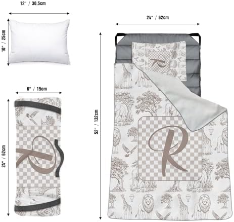 Personalized Toddler Nap Mat for Boys, Custom Name Kids Sleeping Mat for Preschool, Daycare Cot Nap Mat with Corner Straps, Roll-Up Slumber Mat with Soft Blanket & Pillow - Image 2