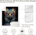 Eagle Sherpa Blanket Neon Animal Print Throw Blanket for Men Soft Warm Cozy 60x80 Inches Sharp Vision Design Gamer Room Bedroom Decor Focus Gift for Birthday Housewarming Anniversary - Image 7