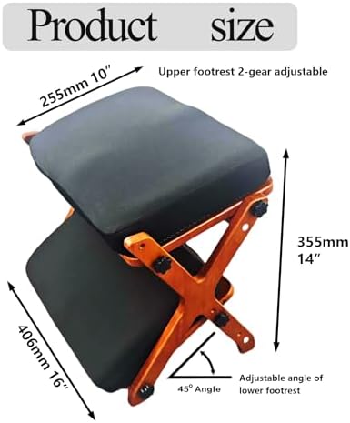 Adjustable Rubber Wood Foot Rest Under Desk - Double Layer Ergonomic Foot Pad with 2-Top & 3-Bottom Angle Adjustment, Soft Cushion for Office, Home, Gaming & Travel - Image 2