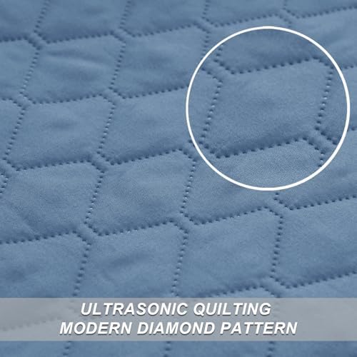 Exclusivo Mezcla Reversible Twin Quilt Bedding Set, Grayish Blue - Image 4