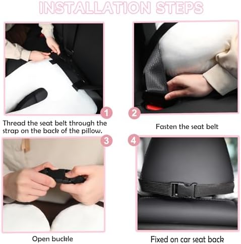 Kids Travel Pillow for Car Seat with Hand Muff, Cartoon Neck & Headrest Seat Belt Pillow for Car Road Trips Long-Distance Travel Sleeping Pillow for Adults and Children, Pink - Image 5