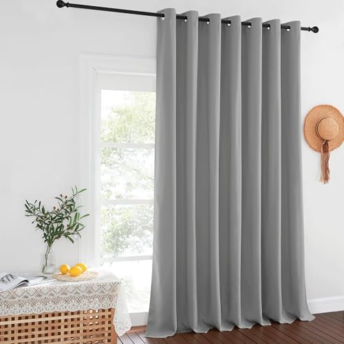 NICETOWN Silver Gray Sliding Door Curtains 108 inches Long - Grommet Blackout Light & Sound Blocking Room Divider Curtains Window Treatments for Dining Room/Bedroom (W100 x L95, 1 Panel) - Image 2