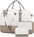 Travel Duffle Bag Weekender for Women: Travel Duffel Carry-On Overnight Bags with Shoe Compartment & Wet Pocket Large Weekend Tote Beige Khaki by CAYINTOP