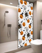Window Privacy Film Frosted, Orange Pumpkins Halloween Static Cling Door Window Covering, Haunted Houses Bats Horror UV Blocking Windows Film for Office, Hotel, Bedroom, 29.5 x 78.7 Inches - Image 3
