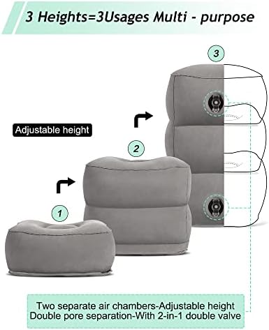 Inflatable Travel Foot Rest Pillow,Kids Airplane Bed,Adjustable Height Flight Pillow,Travel Essentials for Airplane,Office,Home,Trains,Cars - Image 6