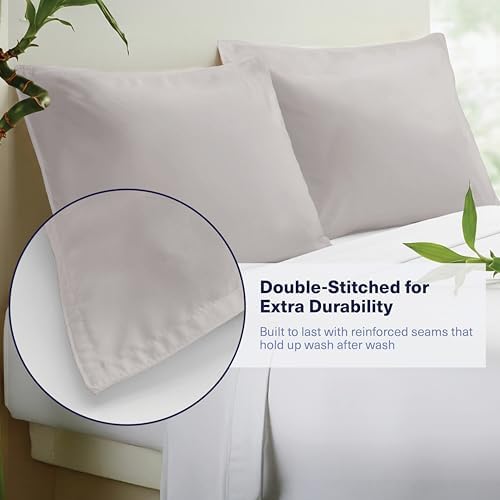 Kickoff Viscose Bamboo Pillowcase, King, Set of 2, 100% Organic Hidden Zippered Viscose Bamboo Pillow Case King Size, Cooling Pillow Cover for Hot Sleepers (20"x40", Dove Grey) - Image 3