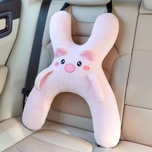 Car Pillow for Kids, H-Shaped Neck and Back Comfort, Cozy Neck Head Support Sleeping Headrest for Travel, Hands & Seat Belt Slot, Washable and Compressible, Perfect for Car,Plane,Train,Boat & More by Unknown