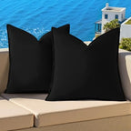 decorUhome Outdoor Waterproof Faux Linen Throw Pillow Covers 24x24 Set of 2 by decorUhome
