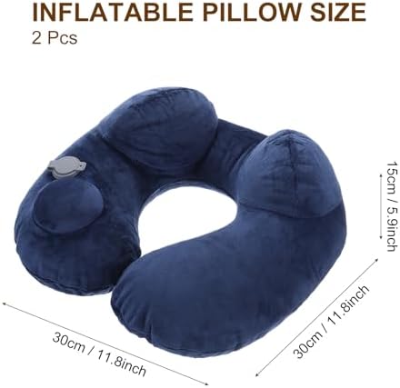 PATIKIL Self-Inflatable Pillow, 2 Pack Soft Flush Travel Neck Pillow Sleeping Anti Wrinkle Pillow Head Neck Support with Compact Bag for Plane Train for Travel Airplane, Navy Blue - Image 2