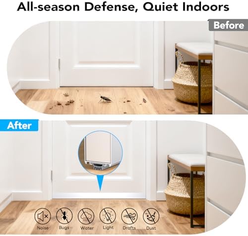Aluminum Door Draft Stopper, 1-3/4 x 36 Weather Stripping Seal with Kick Plate, Under Door Gap Filler, U-Shape Door Sweep for Bottom of Doors Exterior/Interior (Silver, 1 Pack) - Image 6