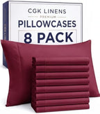 Queen Pillow Cases - 8 Pack Soft Pillowcase Covers - 20" x 30" (Burgundy) by CGKUnlimited
