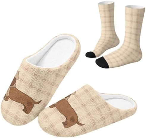 Fuzzy Slipper with Socks for Women Slip On House Slipper and Socks Set Cozy Fuzzy Slippers for Indoor by Baxinh