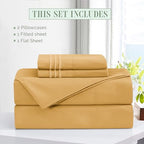 Elegant Comfort Luxury Soft 4-Piece 1500 Premium Hotel Quality Bed Sheet Set with Extra Deep Pockets 18-24 Inch, Wrinkle Free, Storage Pockets, Extra Deep Pocket 4PC Sheets, Twin, Gold - Image 3