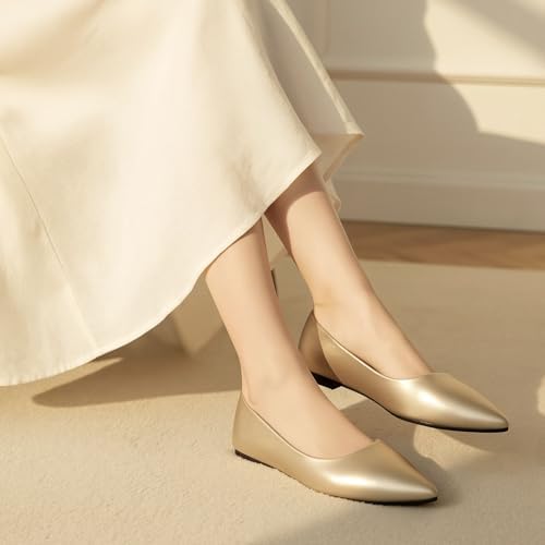 KUNWFNIX Women's Ballet Flats Foldable Classic Crown Rhinestone Slip On Bowknot PU Leather Faux Suede Pointed Toe Comfort Flat Casual Dress Shoes - Image 3
