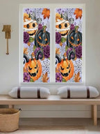 Window Privacy Film Frosted, Pumpkins Halloween Reusable Static Cling Window Tints, Black Horror Purple Floral Vintage Heat Control Windows Films for Offices, Balcony, 29.5 x 118 Inches - Image 5