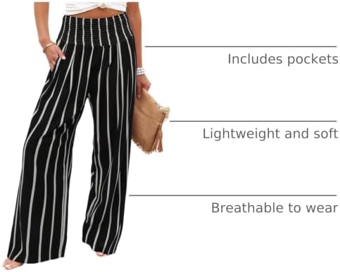 Angerella Womens Elastic High Waisted Palazzo Pants Casual Wide Leg Long Lounge Pant Trousers with Pocket - Image 4