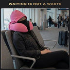 Premium Memory Foam Travel Neck Pillow with Hood and Face Cover for Privacy - Ergonomic Design for Sleeping on Plane, Bus, Train, Office (Dark Gray) - Image 5