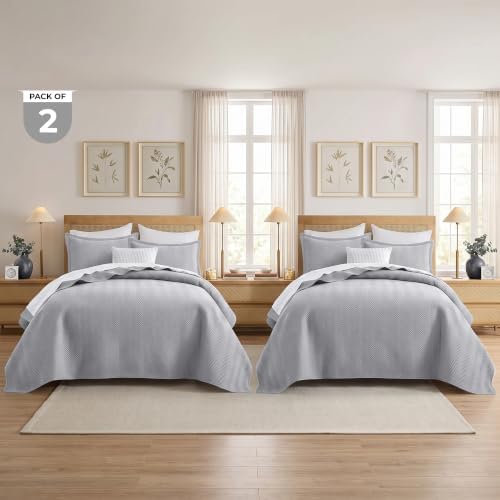 IR Imperial Rooms Twin Quilt Bedding Set Grey Bedspread Wave 2 Pack - Image 5
