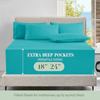 Elegant Comfort Luxury Soft 6-Piece 1500 Premium Hotel Quality Bed Sheet Set with Extra Deep Pockets 18-24 Inch, Wrinkle Free, Storage Pockets, Extra Deep Pocket 6PC Sheets, Full, Teal - Image 4