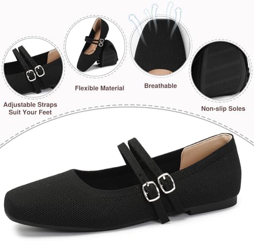 Womens Woven Ballet Flats, Foldable Mary Jane Shoes for Casual Wear - Image 2