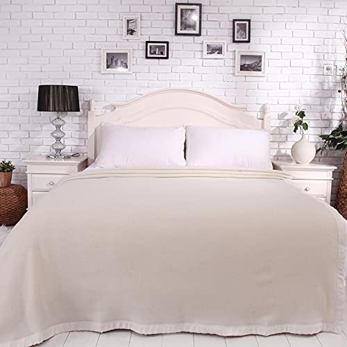 100 Percent Pure Merino,450GSM Wool Blanket Camping,Large Queen Size for The Bed,Soft Wool Outdoor Blanket,Full Size (Ivory,90x90In) - Image 3