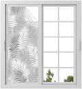 Window Privacy Film Frosted, Grey Botanical Static Cling Door Window Covering, Summer Palm Leaves Foliage Tropical UV Blocking Windows Film for Office, Hotel, Bedroom, 29.5 x 78.7 Inches by Unknown
