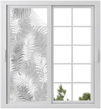Window Privacy Film Frosted, Grey Botanical Static Cling Door Window Covering, Summer Palm Leaves Foliage Tropical UV Blocking Windows Film for Office, Hotel, Bedroom, 29.5 x 78.7 Inches by Unknown