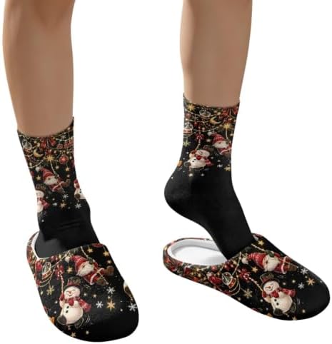 Jeiento Winter Fuzzy Slipper and Crew Socks Warm Winter Shoes Lightweight Soft Cushion House Slipper Bedroom Shoes - Image 4
