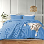 IR Imperial Rooms Bulk (8 Pack) King Size Duvet Cover (104 x 90) Inches + 2 Pillow Sham - Wholesale for Hotels, Airbnbs, Guest Bedroom Microfiber Button Closure Duvet Covers Bed Set (Light Blue) - Image 3
