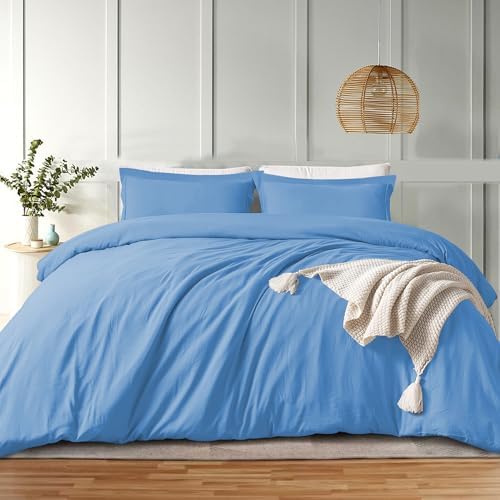 IR Imperial Rooms Bulk (8 Pack) King Size Duvet Cover (104 x 90) Inches + 2 Pillow Sham - Wholesale for Hotels, Airbnbs, Guest Bedroom Microfiber Button Closure Duvet Covers Bed Set (Light Blue) - Image 3