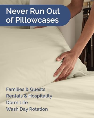 Standard Pillow Cases - 8 Pack Soft Pillowcase Covers - 20" x 26" (Cream) - Image 5