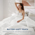 Bedsure Comforter King Size - King Comforter for All Season, Ultra-Soft Quilted Down Alternative & Prewashed Duvet Insert, Blanket for Bed with 4 Tabs, Machine Washabl, White, 90x102 in - Image 3