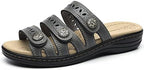 Women's Comfort Leather Slides Lightweight Flat Sandals Cute Slip On Casual Walking Slippers - Image 2