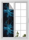 Window Privacy Film Frosted, Night Sky Reusable Static Cling Window Tints, Blue Natural Forest Trees Star River Scenery Heat Control Windows Films for Offices, Balcony, 29.5 x 118 Inches by Unknown