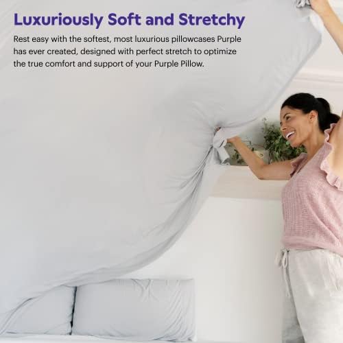 Purple SoftStretch Pillowcase Set, King Size, Bamboo Blend, Moisture-Wicking, Silky Smooth, Deep Purple, Fits Most Pillows - Image 2