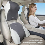 FLORICH Upgrade Lumbar Support and Car Neck Pillow, Back Support and Headrest Pillow for Car Seat Driver, Memory Foam Back Neck Support Pillow and Car Seat Lumbar Support for Car Office Chair - Gray - Image 6