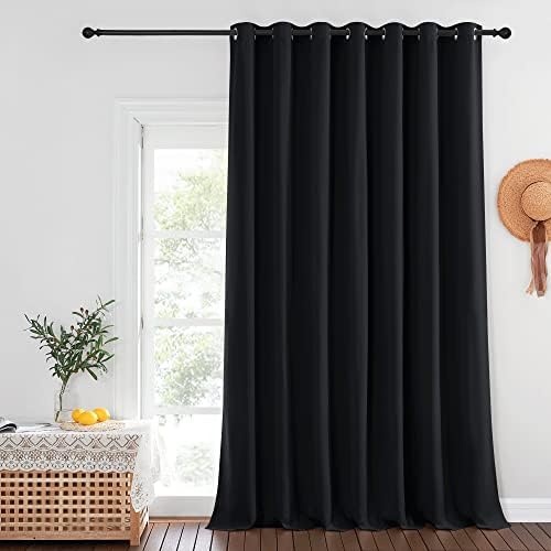 NICETOWN Black Out Sliding Door Curtain 102 inches Long, Grommet Thermal Insulated Patio Door Curtains Room Divider Drape Window Treatment for Bedroom/Living Room, W100 x L102, 1 Panel by NICETOWN