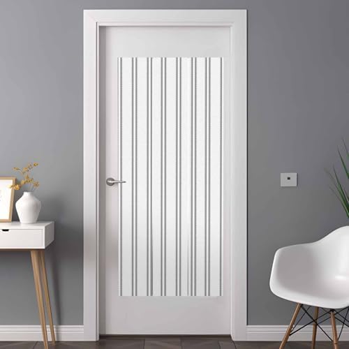 Window Privacy Film Frosted, Black Striped Vintage Non-Adhesive Static Cling Window Tint, Farmhouse Lines Rustic Minimalist Insulated Windows Frosted Films for Living Room, 35.4 x 78.7 Inches - Image 3