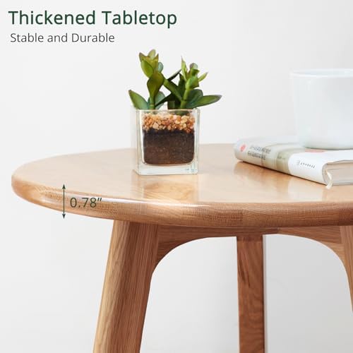 Solid Beech Oak Wood Side Table - Compact End Table with Detachable Cloth Pocket - Modern Small Nightstand with Storage Holder for Living Room, Bedroom (Oak, Natural) - Image 5